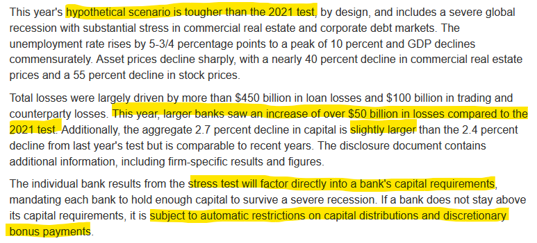 FED Stress Test Statement 2022