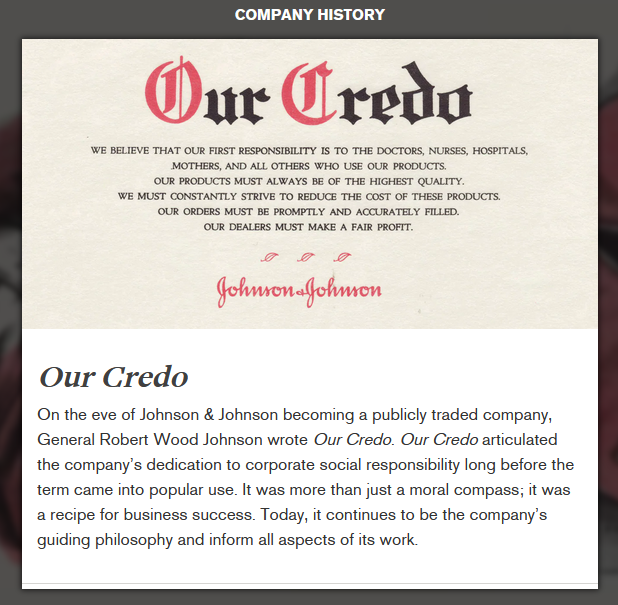 Our Credo Johnson & Johnson